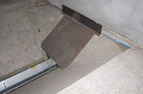 Intake sunk by 1.0m in floor with end plate for service access
